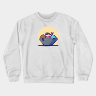 Ice Cream Scoop Cartoon Vector Icon Illustration Crewneck Sweatshirt